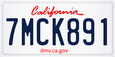 CA license plate 7MCK891
