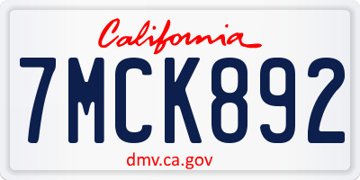 CA license plate 7MCK892