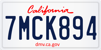 CA license plate 7MCK894