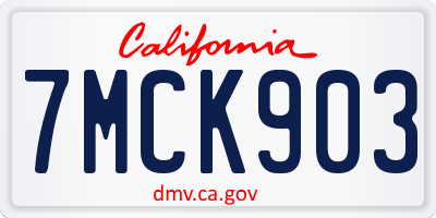 CA license plate 7MCK903