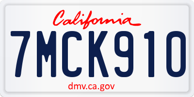 CA license plate 7MCK910