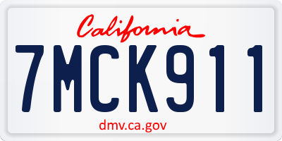 CA license plate 7MCK911