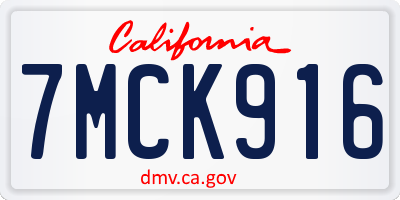 CA license plate 7MCK916