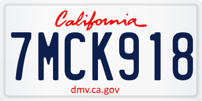 CA license plate 7MCK918