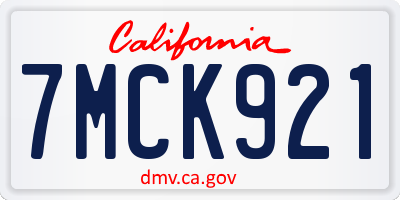 CA license plate 7MCK921