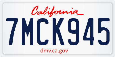 CA license plate 7MCK945