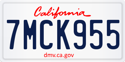 CA license plate 7MCK955