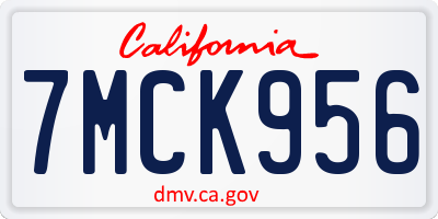 CA license plate 7MCK956