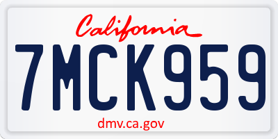 CA license plate 7MCK959