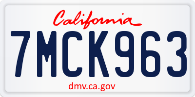 CA license plate 7MCK963