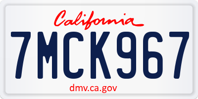 CA license plate 7MCK967