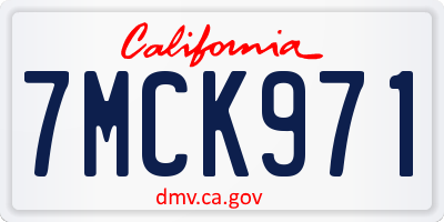 CA license plate 7MCK971