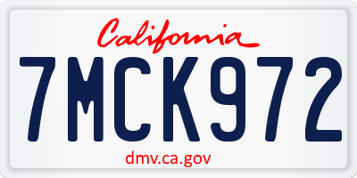 CA license plate 7MCK972