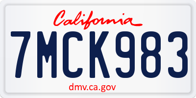 CA license plate 7MCK983
