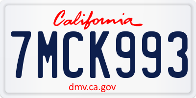 CA license plate 7MCK993