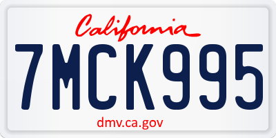 CA license plate 7MCK995