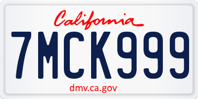 CA license plate 7MCK999