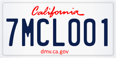 CA license plate 7MCL001