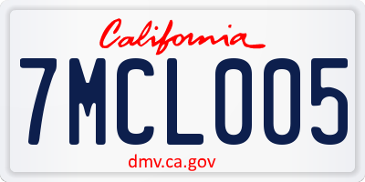 CA license plate 7MCL005