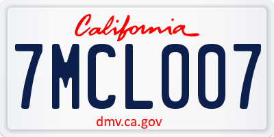 CA license plate 7MCL007
