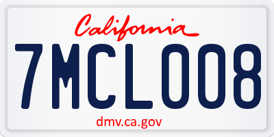 CA license plate 7MCL008