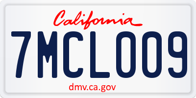 CA license plate 7MCL009
