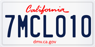 CA license plate 7MCL010