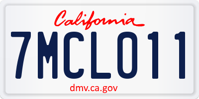 CA license plate 7MCL011