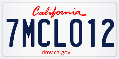 CA license plate 7MCL012