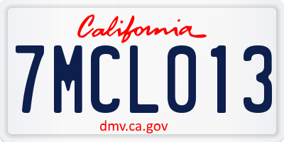 CA license plate 7MCL013
