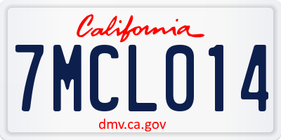 CA license plate 7MCL014