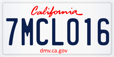CA license plate 7MCL016