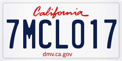 CA license plate 7MCL017