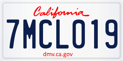 CA license plate 7MCL019