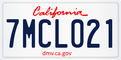 CA license plate 7MCL021