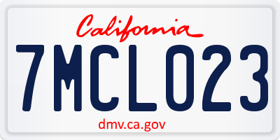 CA license plate 7MCL023