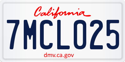 CA license plate 7MCL025