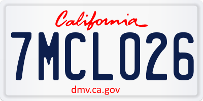 CA license plate 7MCL026