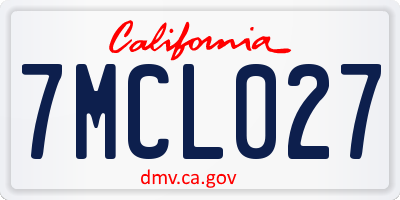 CA license plate 7MCL027