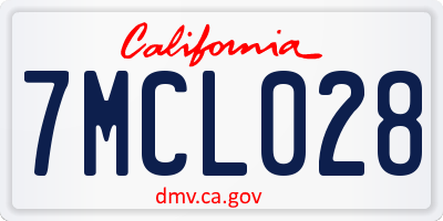 CA license plate 7MCL028