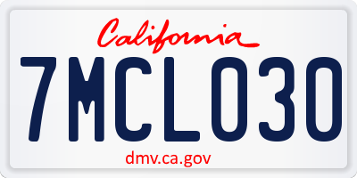 CA license plate 7MCL030