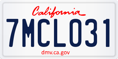 CA license plate 7MCL031
