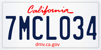 CA license plate 7MCL034