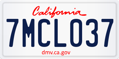 CA license plate 7MCL037