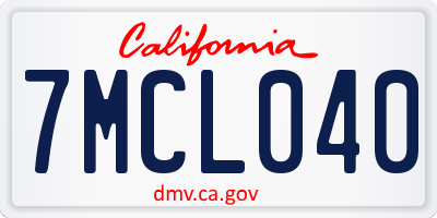 CA license plate 7MCL040