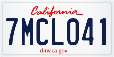 CA license plate 7MCL041