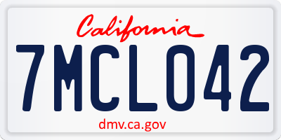 CA license plate 7MCL042