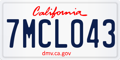 CA license plate 7MCL043