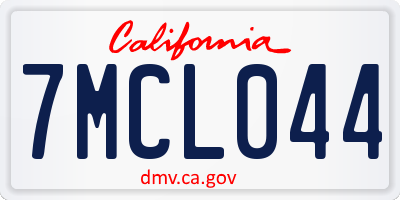 CA license plate 7MCL044