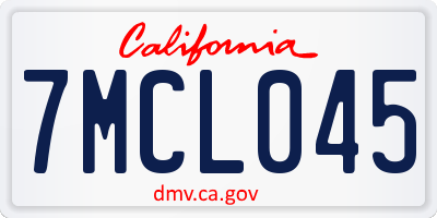 CA license plate 7MCL045